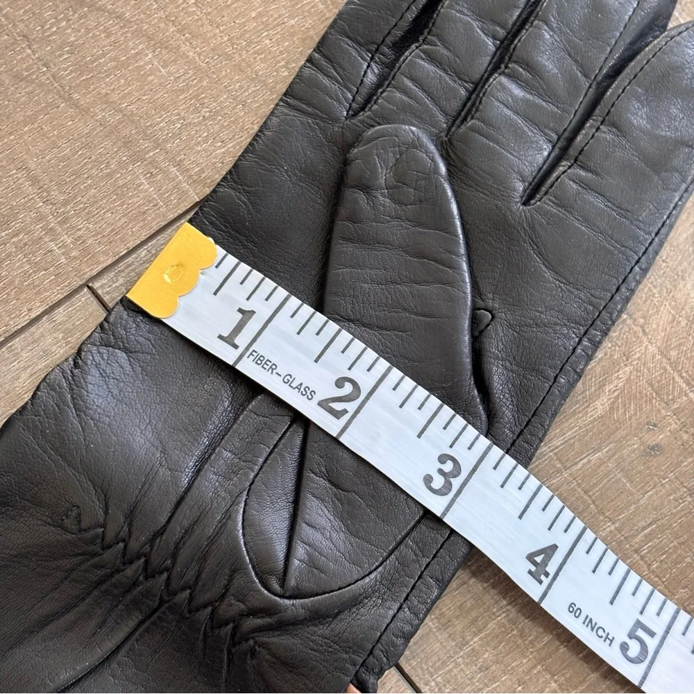 Nordstrom Tarnish Leather Gloves Black with Bows Women's Size Small